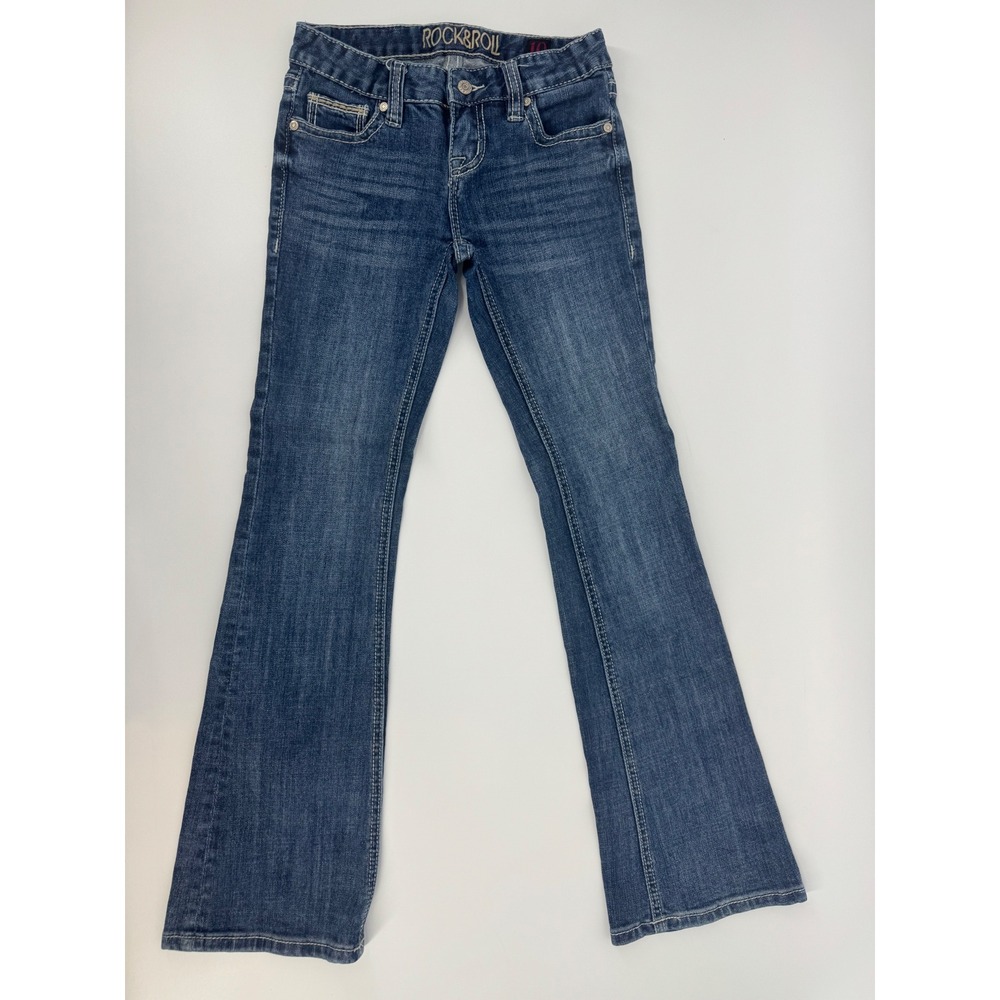 Rock and Roll Denim Girls Bootcut Jeans Dark Wash Adjustable Waist Size 10 - Picture 2 of 13